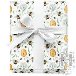 Papel de Embrulho Abelhas Mel Floral