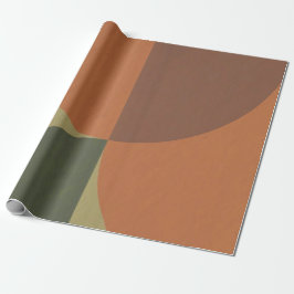 Papel de embrulho abstrato Bauhaus Terracota Verde
