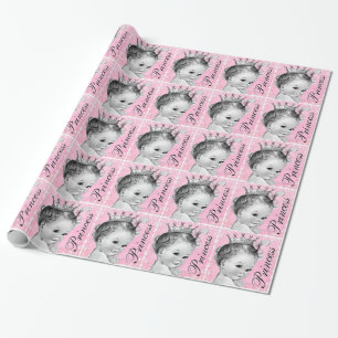 Papel de embrulho Adorável Princesa Rosa para Chá 