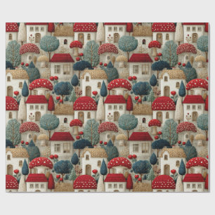 Papel de embrulho Agulha ponto vila rural