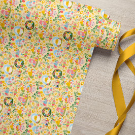 Papel de embrulho amarelo Jardim da Páscoa
