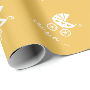 Papel de embrulho amarelo neutro com carrinho de b
