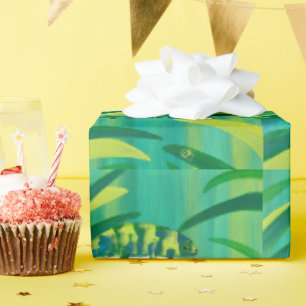 Papel de embrulho amarelo verde-azul divertido