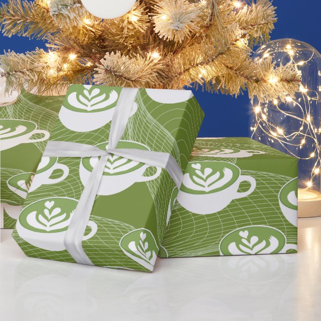 : Papel de embrulho Amor de Matcha Latte (Feriados)