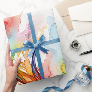 Papel de embrulho aquarela de cervo abstrato em ar