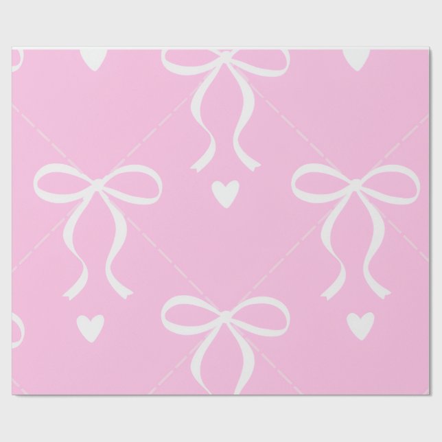 Papel de embrulho arco-íris rosa e branco coquette (Aberto)