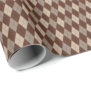 Papel de embrulho Argyle bege e marrom