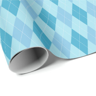 Papel de embrulho Argyle em tons azuis grandes