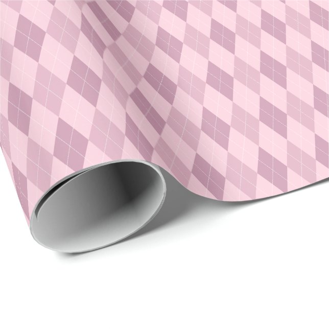 Papel de embrulho argyle em tons rosa (Ponta do rolo)
