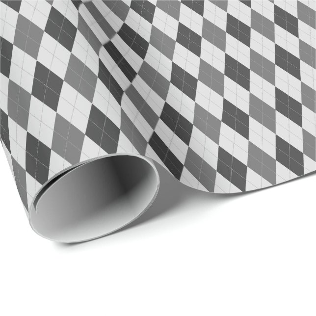 Papel de embrulho Argyle tons cinza (Ponta do rolo)