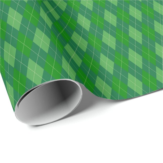 Papel de embrulho Argyle Tons Verdes (Ponta do rolo)