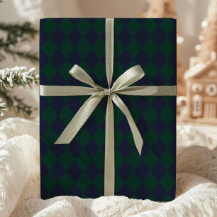 Papel de embrulho Argyle verde azul