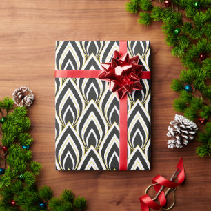 Papel de embrulho Art Déco preto e branco