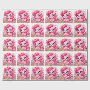 Papel de Embrulho Arte Chibi de Pônei Rosa Kawaii