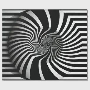 Papel de Embrulho - Arte Psicodélica Espiral P/B