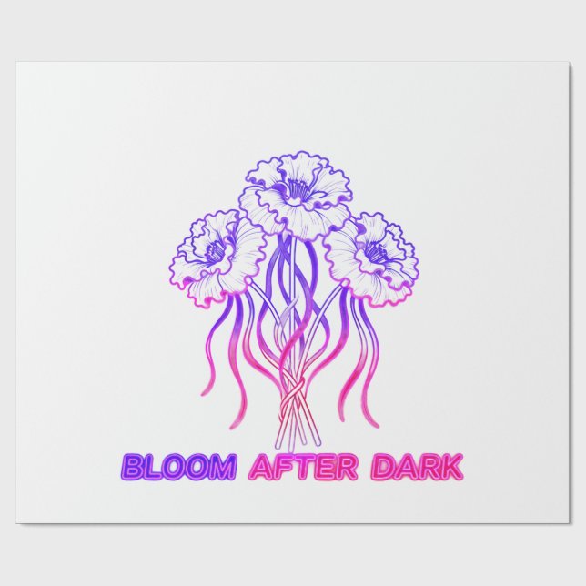 Papel de embrulho artístico - Floral Rosa Neon (Aberto)