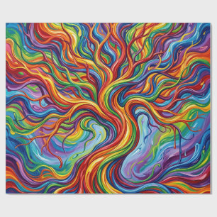 Papel de embrulho Árvore da Vida Arco-íris Abstrat