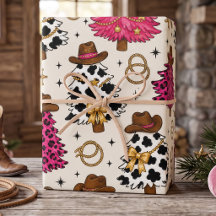 Papel de embrulho Árvore de Natal Cowgirl Western