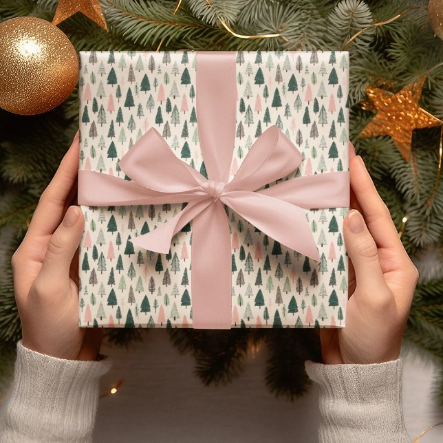 Papel de embrulho Árvores de Natal Pastel (Criador carregado)