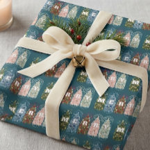 Papel de embrulho Árvores decoradas com aves de in