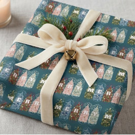 Papel de embrulho Árvores decoradas com aves de in