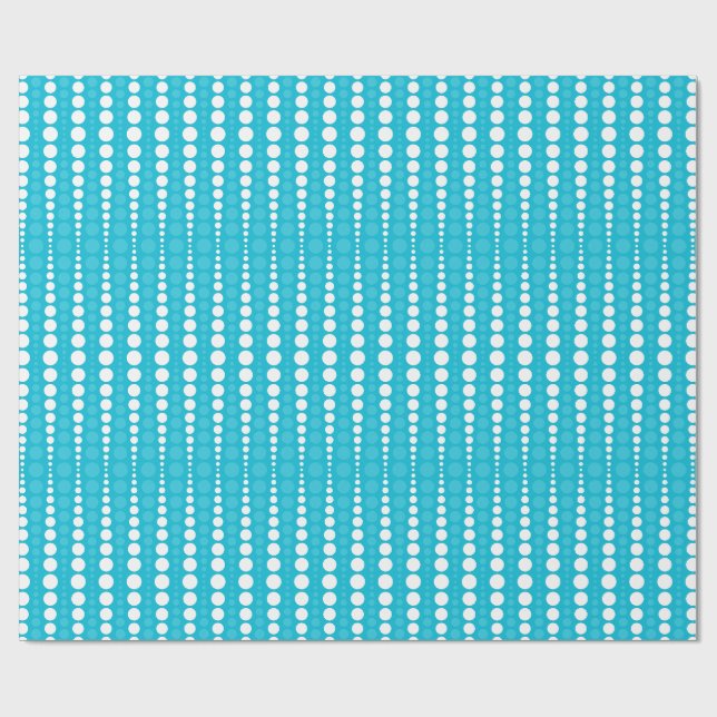 Papel de embrulho azul aqua com bolinhas brancas (Aberto)