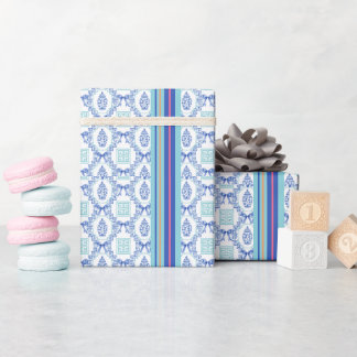 Papel de embrulho azul aqua com jarra de gengibre