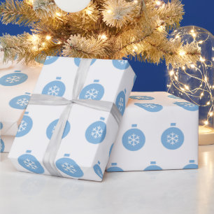 Papel de embrulho azul bola de natal