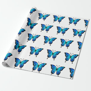 Papel de embrulho azul brilhante bonito da