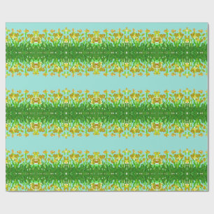 Papel de embrulho azul claro com listras florais a