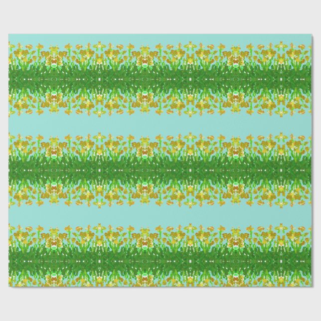 Papel de embrulho azul claro com listras florais a (Aberto)