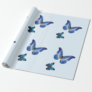Papel de embrulho azul das borboletas de Morpho