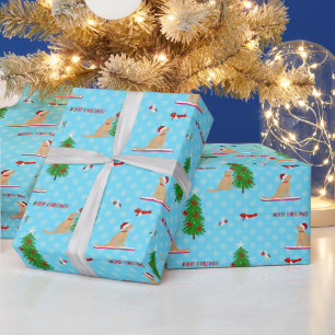 Papel de embrulho azul dourado para o Natal na pra