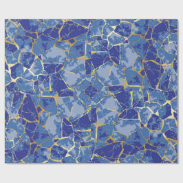 Papel de embrulho Azul Kintsugi Veio Dourado