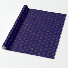 Papel de embrulho azul meia-noite e estrela dourad