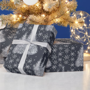 Papel de embrulho azul meia-noite Natal Inverno