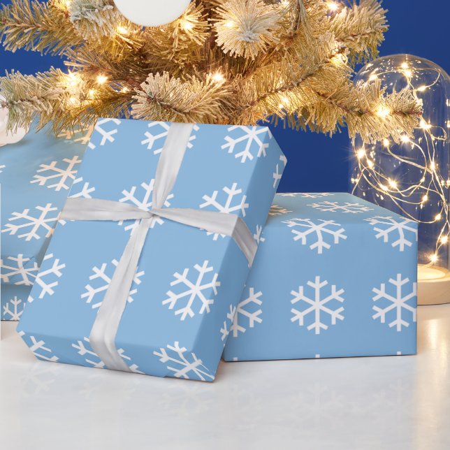 Papel de embrulho azul natalino floco de neve (Feriados)