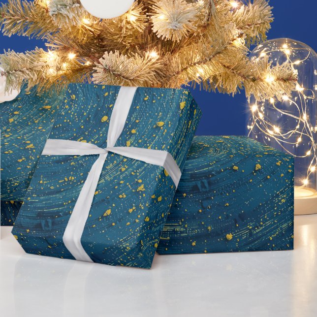 Papel de embrulho azul | Papel de presente azul só (Feriados)