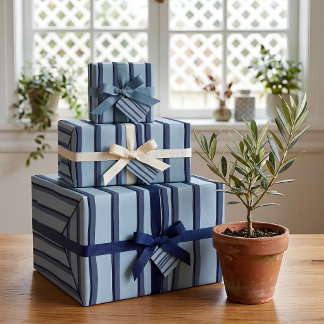 Papel de embrulho azul poeirento com listra naval