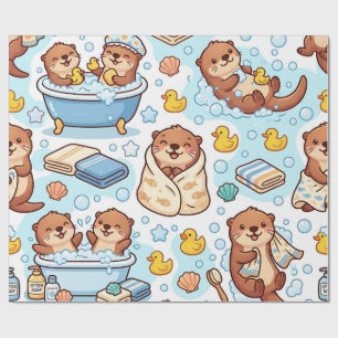 Papel de embrulho banho de espuma de lontra Fofo e