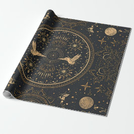 Papel de Embrulho Barroco Dourado Celestial