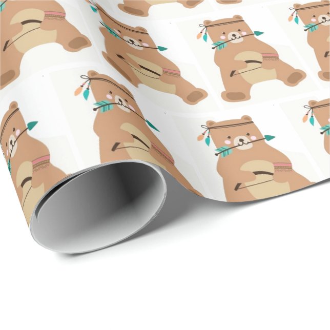 Papel de embrulho - Bebê Urso Corajoso (Ponta do rolo)