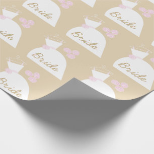 Papel de embrulho bege 'Bride' rosa de casamento