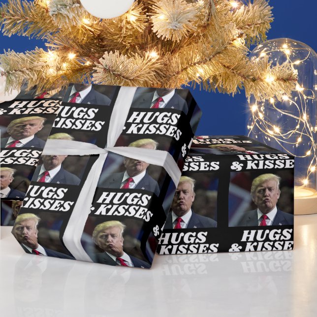 Papel de embrulho beijo de natal de DONALD TRUMP (Feriados)