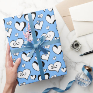 Papel de embrulho Blue Hearts