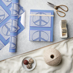 Papel de embrulho Blue Peace Signs