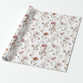 Papel de embrulho Boho de flor selvagem elegante