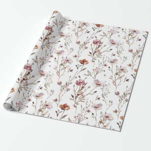 Papel de embrulho Boho de flor selvagem elegante
