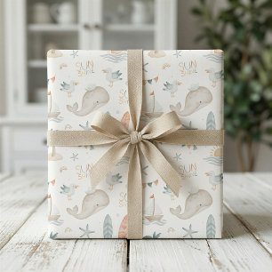 Papel de embrulho Boho Náutico Oceano Chuvada de B