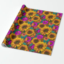 Papel de embrulho Bold Sunflower & Leopard